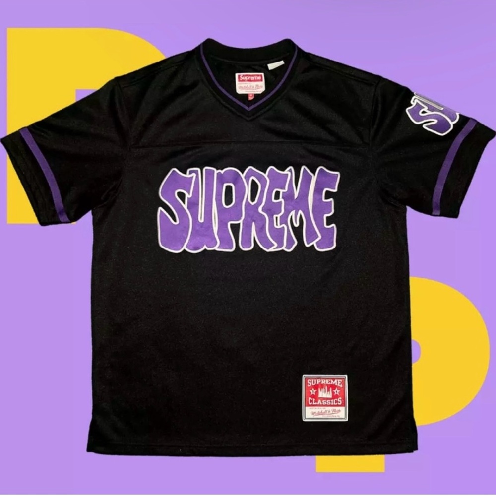 Supreme Black and Purple Graphic Tee